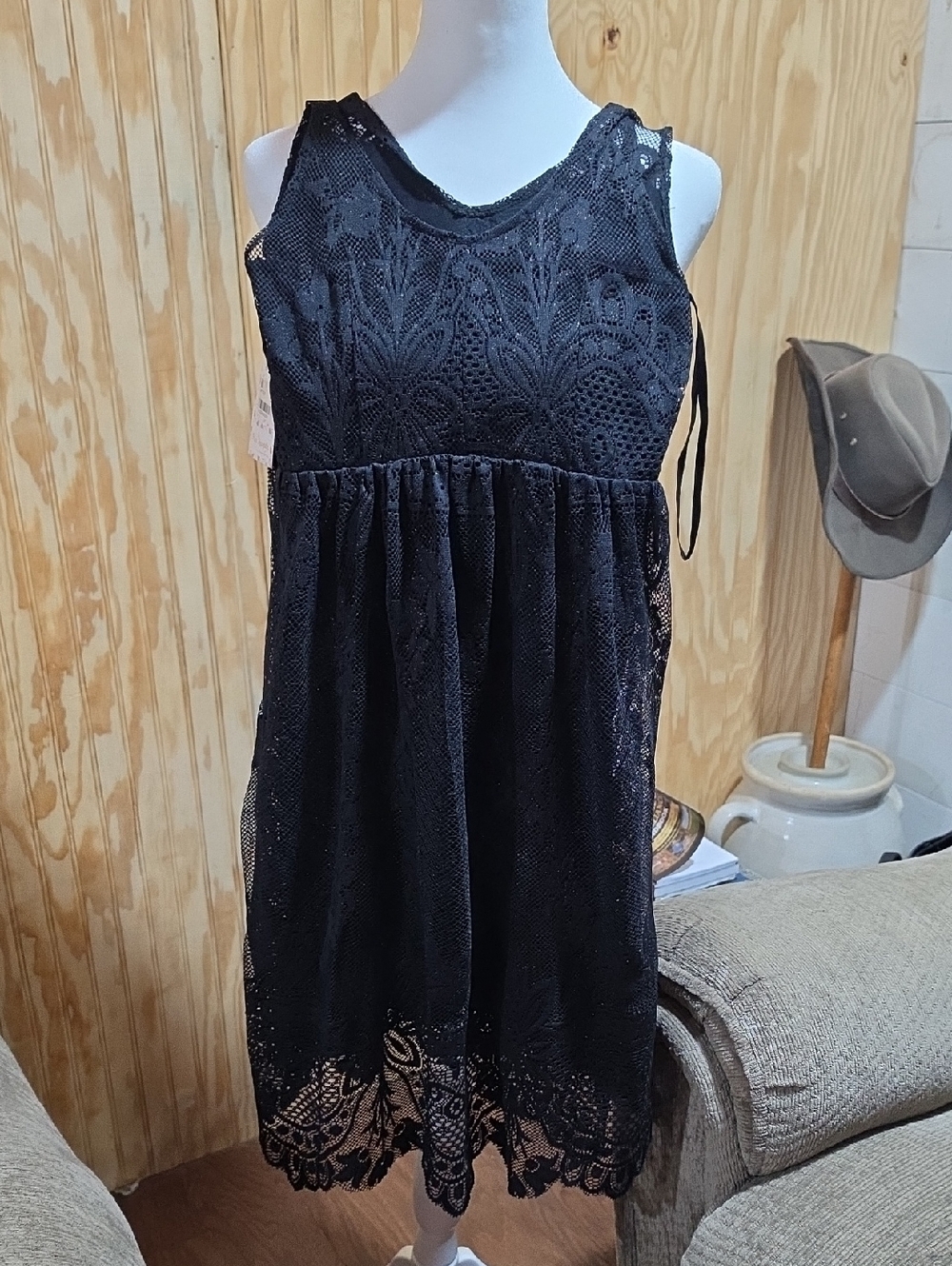 Free People Black Lace Midi Dress